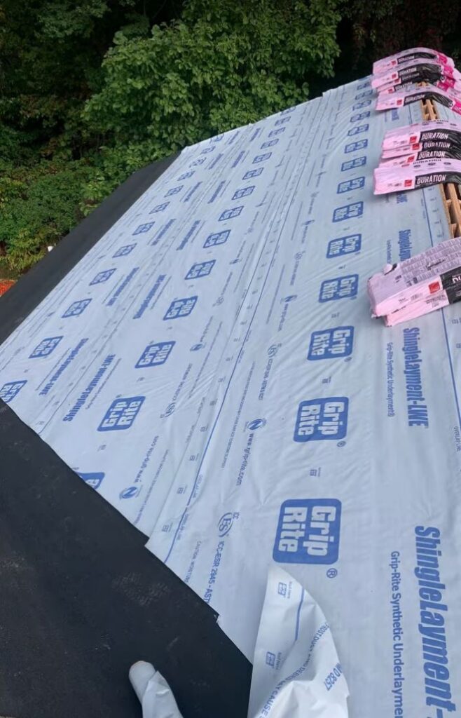 Roof replacement in progress